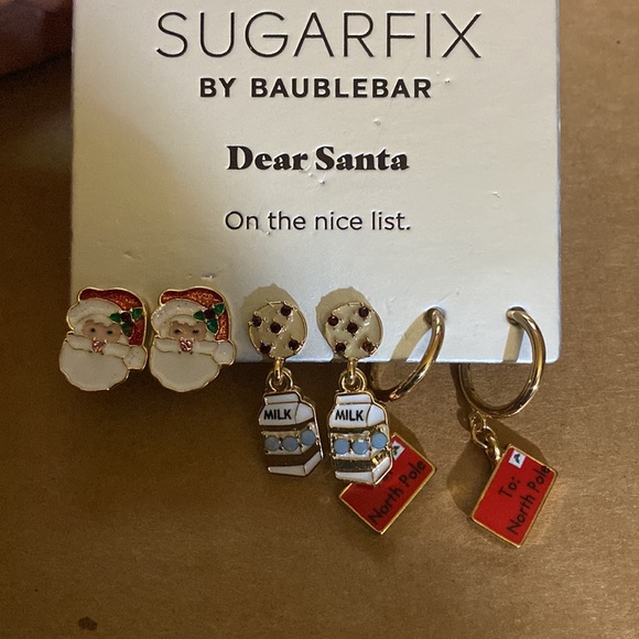 SUGARFIX by BaubleBar Dear Santa Clause Earring Set of 3 Milk Cookies North Pole - Picture 5 of 5